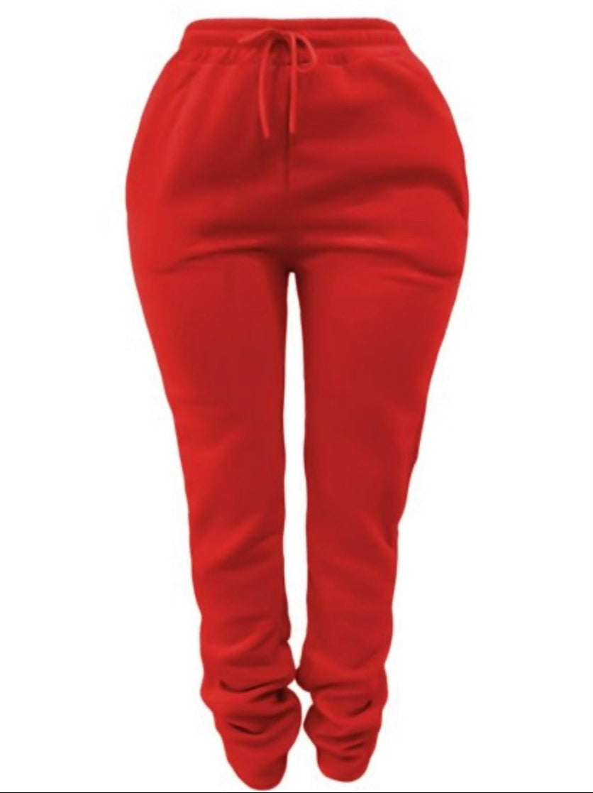 RED STACKED JOGGERS!